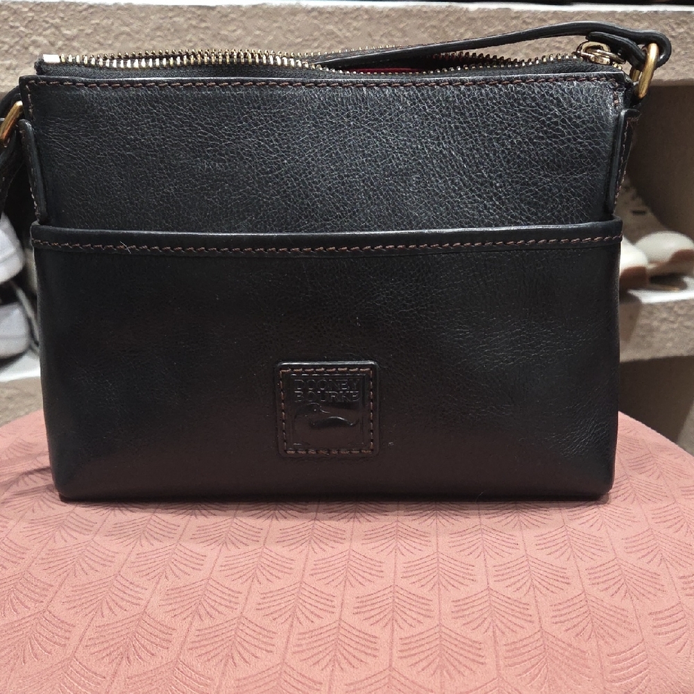 Dooney & Bourke Black Leather Crossbody Pouchette Bag